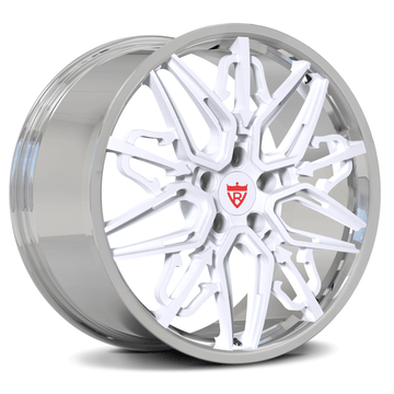 Custom forged monoblock RM-01M wheel in white finish, ideal for Corvette forged wheels and chrome rims.